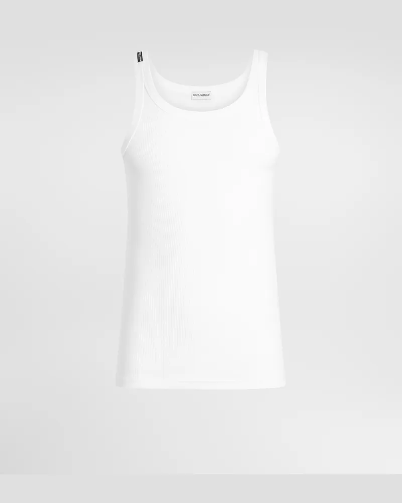 Dolce & Gabbana Tanktop Gerippte Baumwolle - Mann Unterwäsche Und Loungewear Wei� Baumwolle Wei?