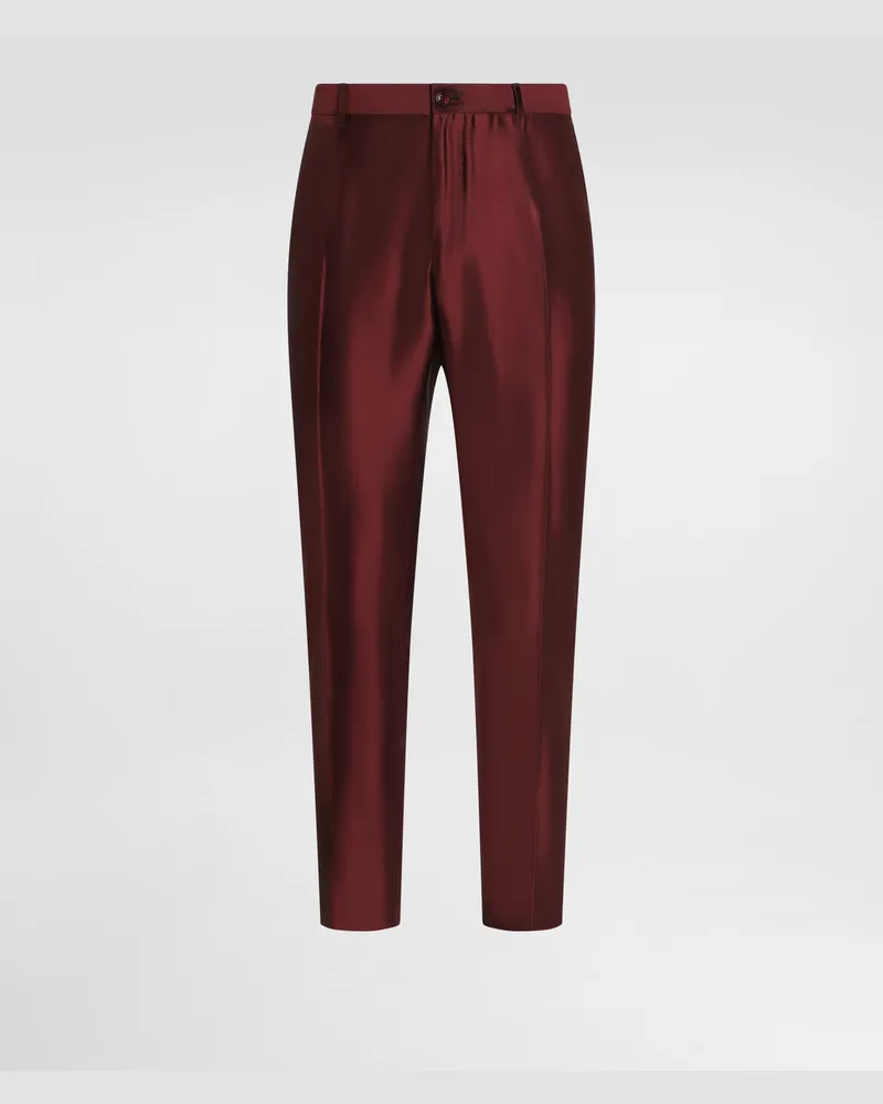 Dolce & Gabbana Hose Aus Shantung-seide - Mann Hosen Und Shorts Bordeaux Seide Burgunderrot