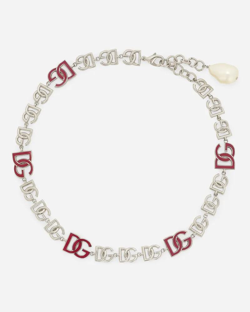 Dolce & Gabbana Short Necklace With Dg Multi-logo - Frau Bijoux Silber Metall Silber