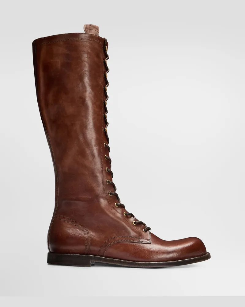 Dolce & Gabbana Stiefel Aus Leder - Mann Stiefel Und Stiefeletten Braun Leder Braun