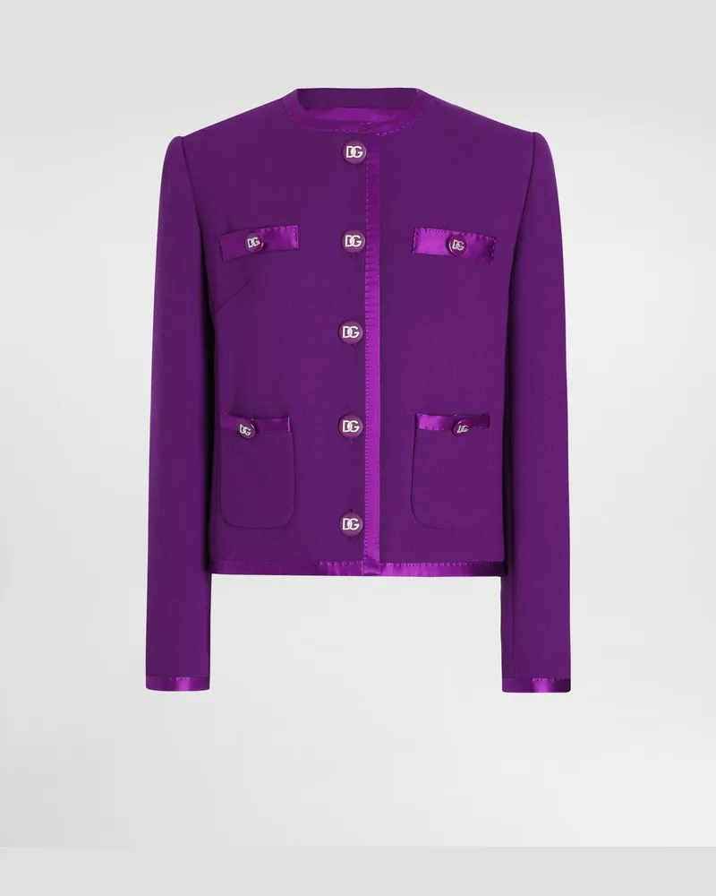 Dolce & Gabbana Einreihige Kurzjacke Aus Wollkrepp - Frau Blazer Violett Violett