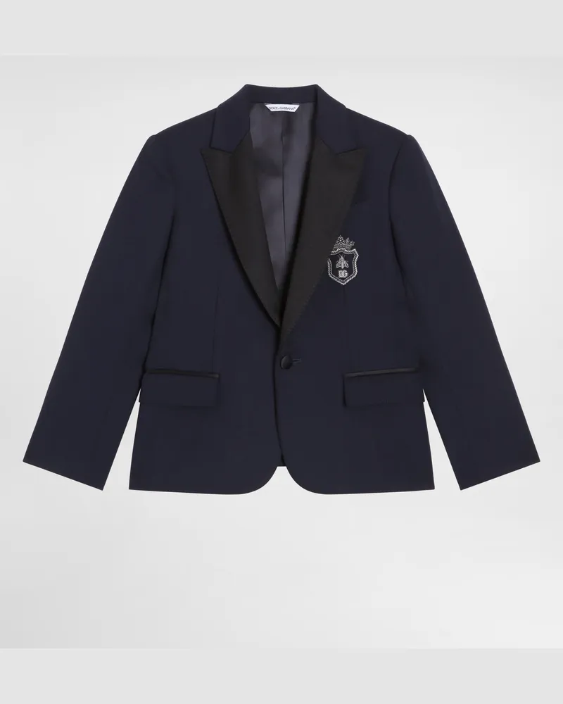 Dolce & Gabbana Single-breasted Jacket In Bi-stretch Sallia - Mann Collection Blau Wolle Blue