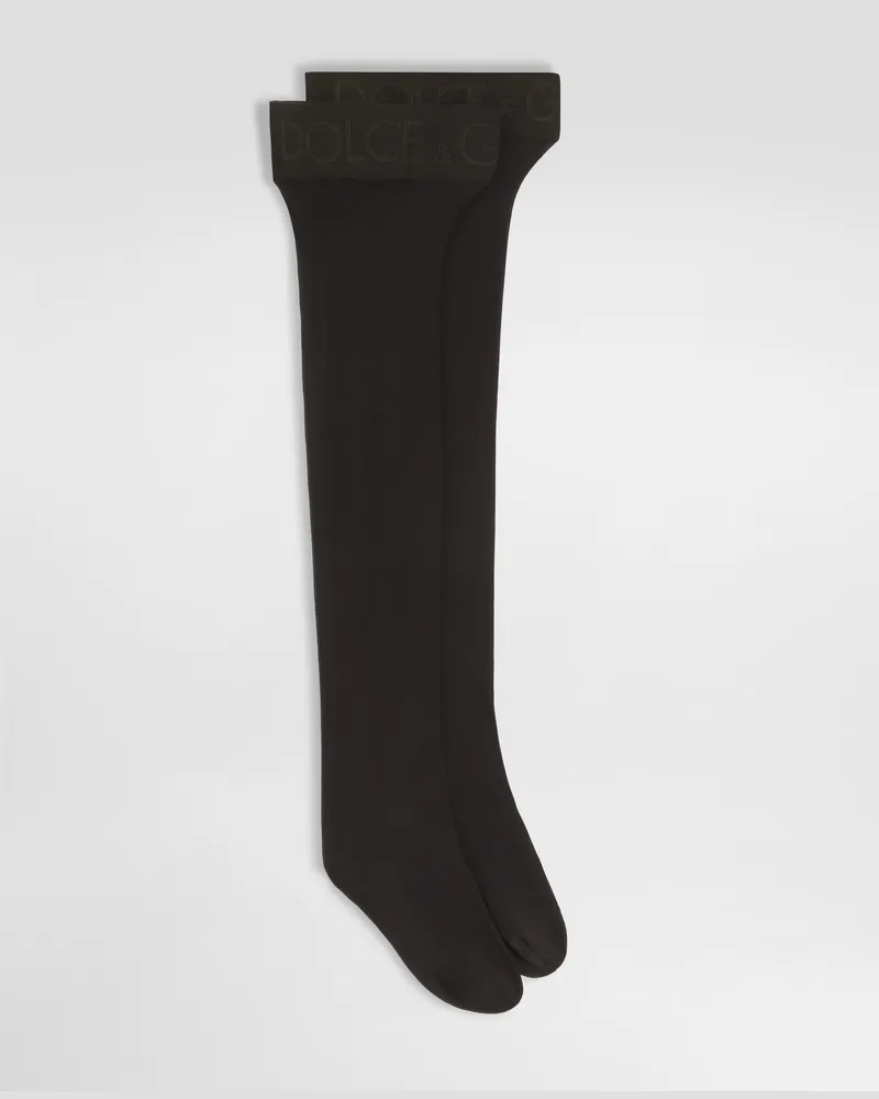 Dolce & Gabbana Hold-up Stockings - Frau Socken Schwarz Black