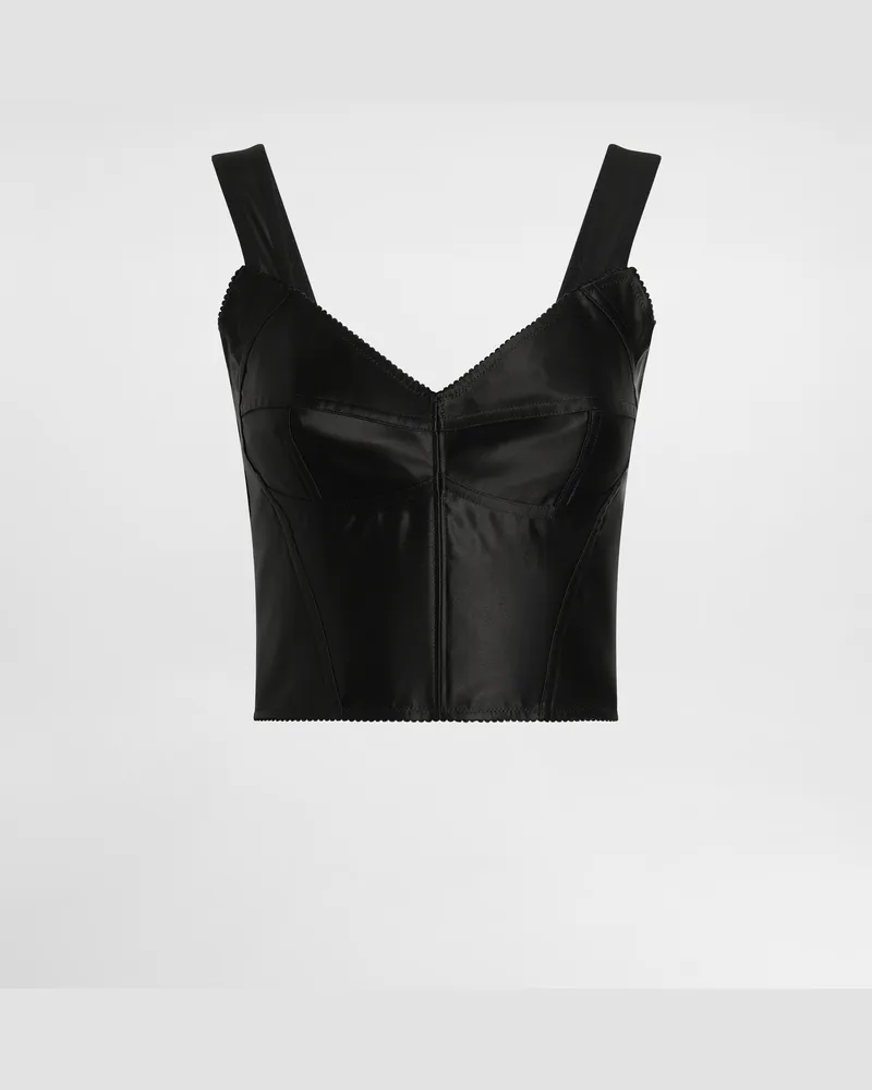 Dolce & Gabbana Top Aus Elastischem Satin - Frau Blusen Und Tops Schwarz Schwarz