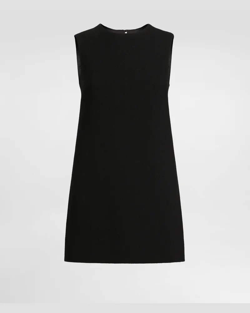 Dolce & Gabbana Kurzes A-linien Kleid Aus Wollkrepp - Frau Kleider Schwarz Schwarz