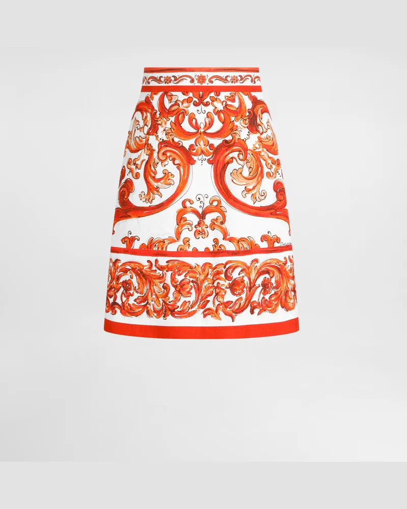 Dolce & Gabbana Minirock Aus Raffiamatte Mit Majolika-print - Frau Collection Mehrfarbig Mehrfarbig