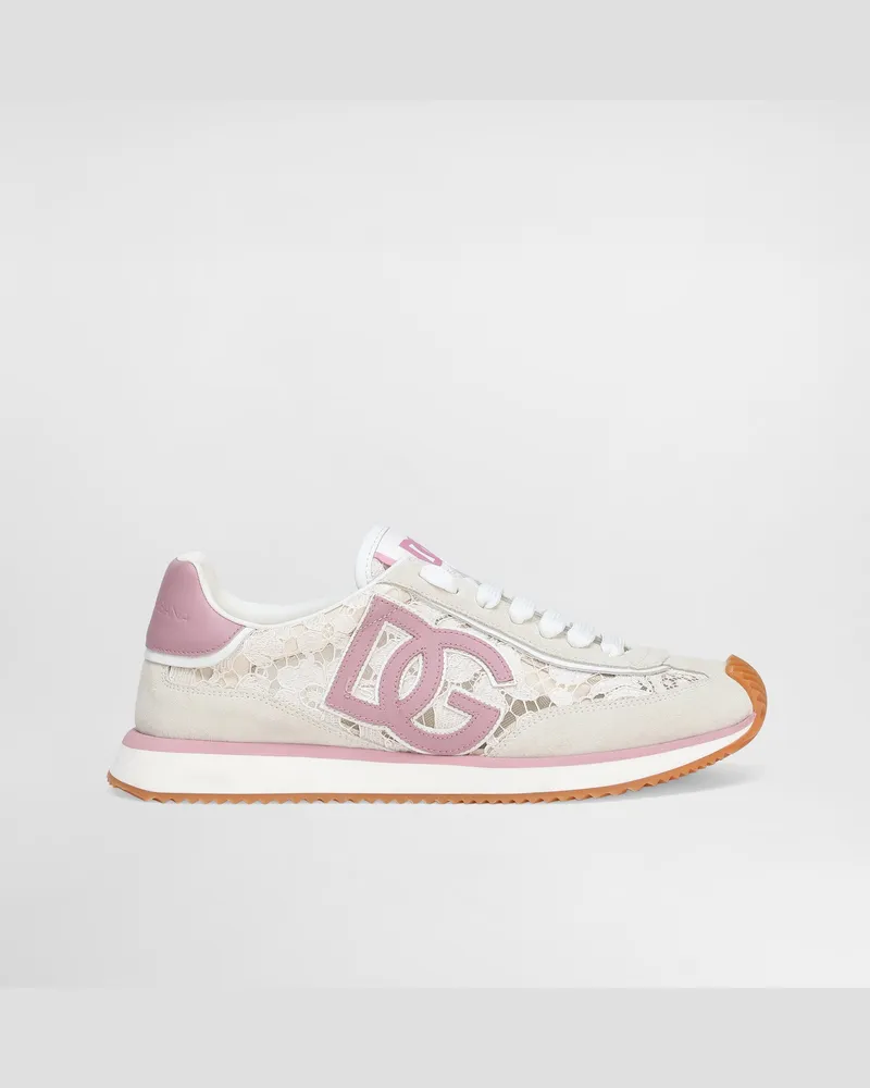 Dolce & Gabbana Sneaker Dg Cushion Aus Spitze Und Textil - Frau Sneakers Rosa Mehrfarbig