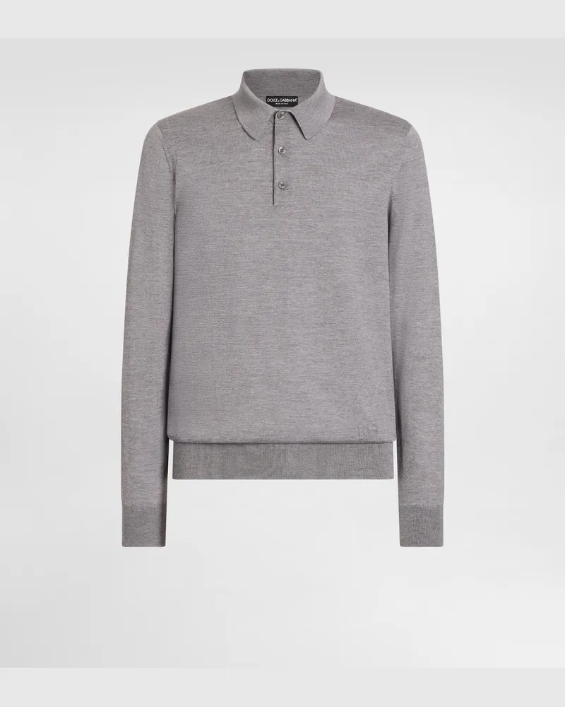 Dolce & Gabbana Knit Cashmere Polo Shirt - Mann Strickwaren Grau Grau