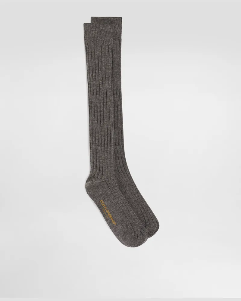 Dolce & Gabbana Ribbed Socks - Frau Socken Grau Grau