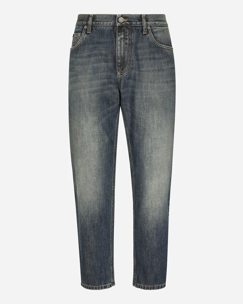 Dolce & Gabbana Jeans Loose Stretchdenim Hellblau Gewaschen - Mann Jeans Mehrfarbig Baumwolle Mehrfarbig