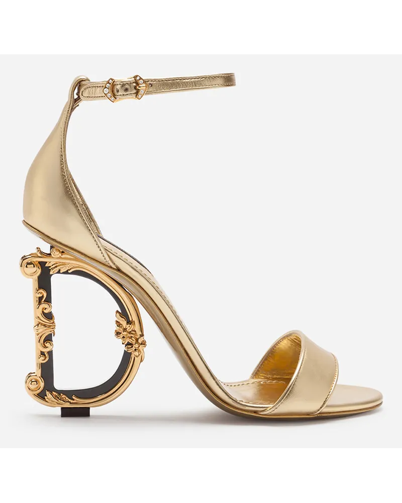 Dolce & Gabbana Sandalette aus mordoré-nappaleder mit absatz DG barocco Gold