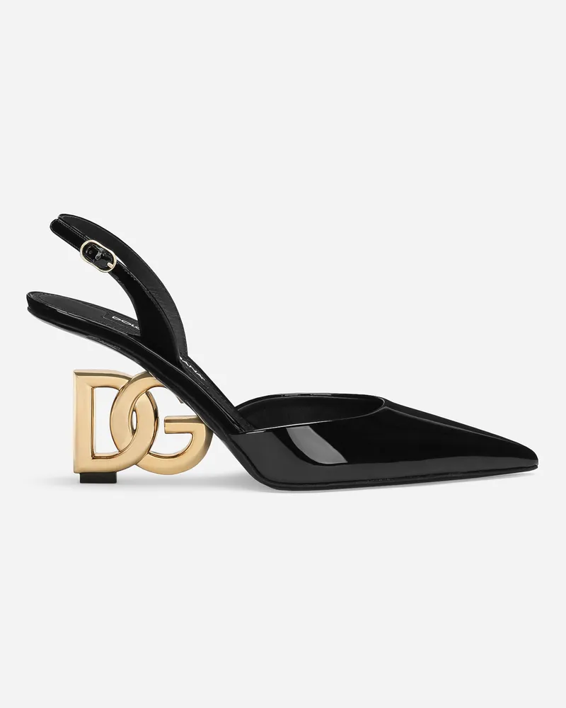 Dolce & Gabbana Slingback Aus Lackleder - Frau Pumps Und Slingbacks Schwarz Schwarz
