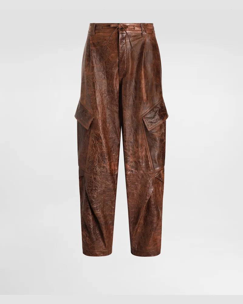 Dolce & Gabbana Lambskin Trousers - Mann Hosen Und Shorts Braun Brown