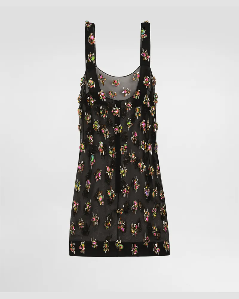 Dolce & Gabbana Organza Dress With Embroidery - Frau Kleider Mehrfarbig Multicolor