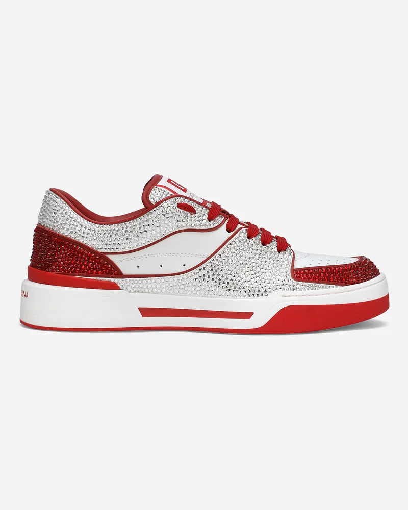 Dolce & Gabbana Sneaker New Roma Aus Kalbsleder Mit Thermostrass - Mann Sneakers Rot Leder Mehrfarbig