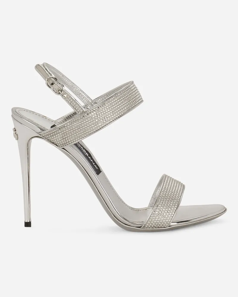 Dolce & Gabbana Sandalette Aus Satin Und Thermostrass - Frau Sandalen Und Wedges Grau Grau
