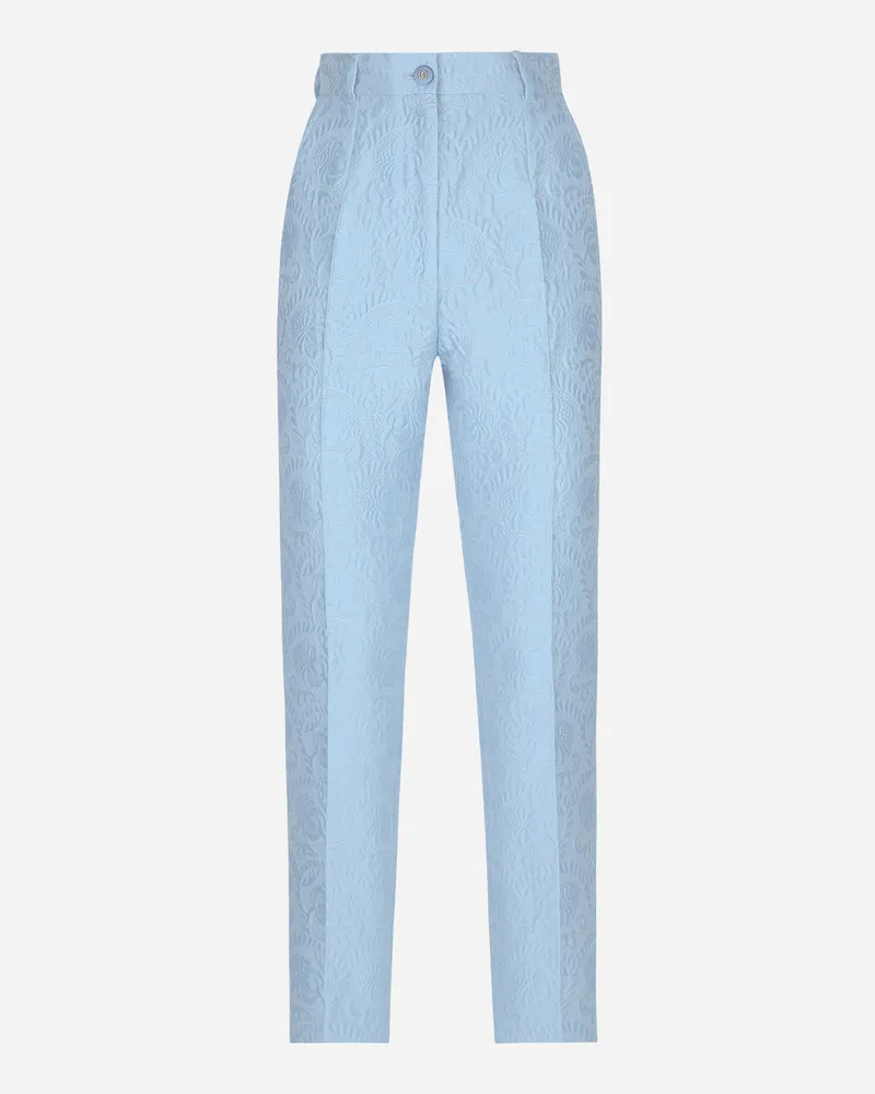 Dolce & Gabbana Sartoriale Hose Aus Floralem Matelassé-jacquard - Frau Hosen Und Shorts Hellblau Hellblau