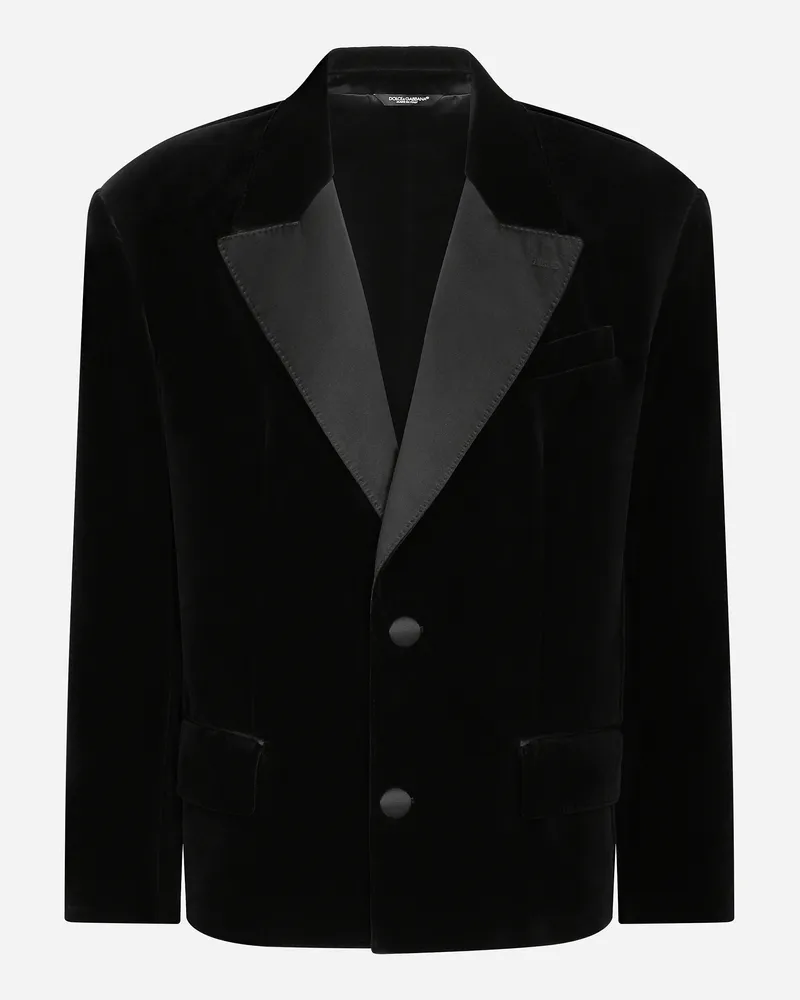 Dolce & Gabbana Einreihige Oversize-jacke Aus Samt - Mann Anzüge Und Blazer Schwarz Schwarz