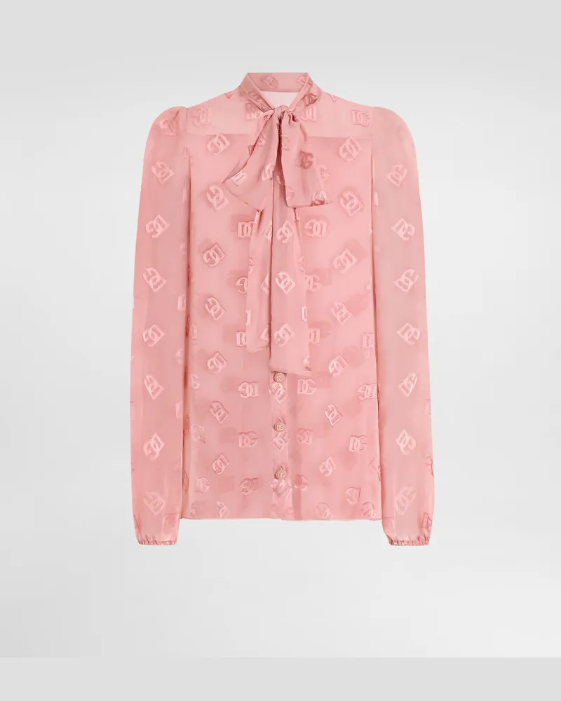 Dolce & Gabbana Seidenbluse Mit Dg-logo-ausbrennermuster - Frau Blusen Und Tops Rosa Rosa