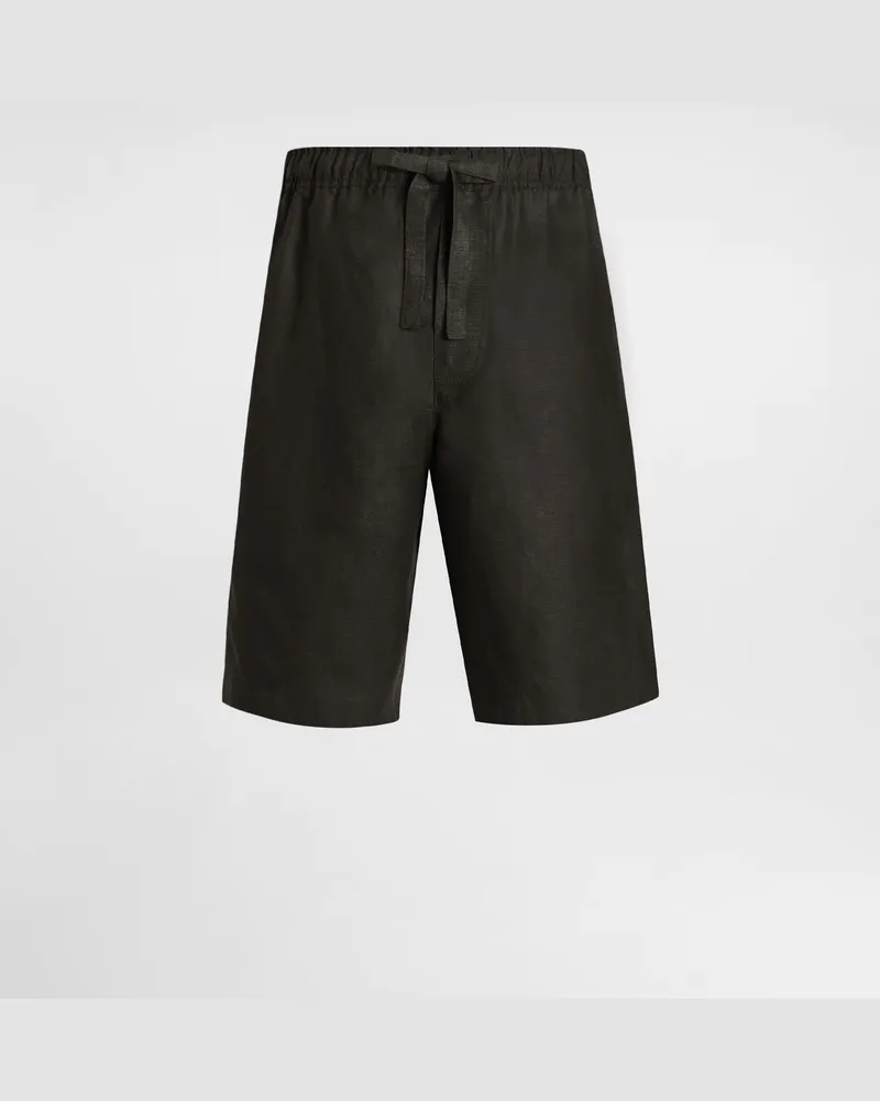 Dolce & Gabbana Bermudas Aus Leinenstoff - Mann Hosen Und Shorts Schwarz Schwarz