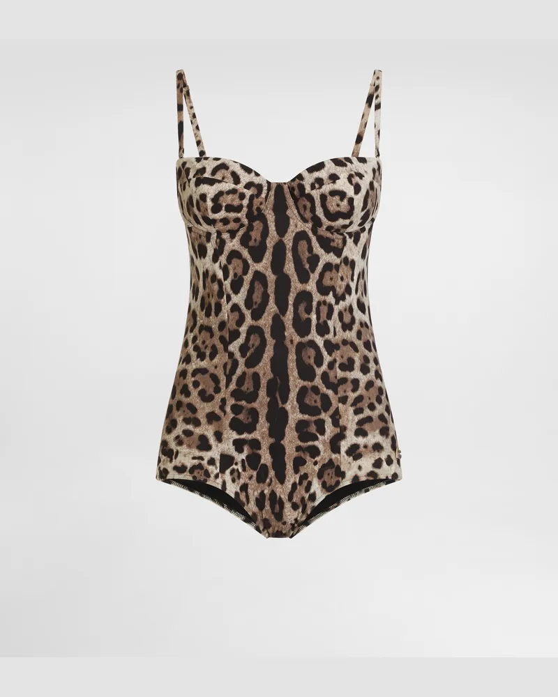 Dolce & Gabbana Der An Den Seiten Drapierte Badeanzug Aus Hochwertigem Sensitive-material Mit Stylishem Leoprint Sorgt Für Einen Außergewöhnlich Sinnlichen Look: - Frau Bademode Animalprint Jersey Mehrfarbig