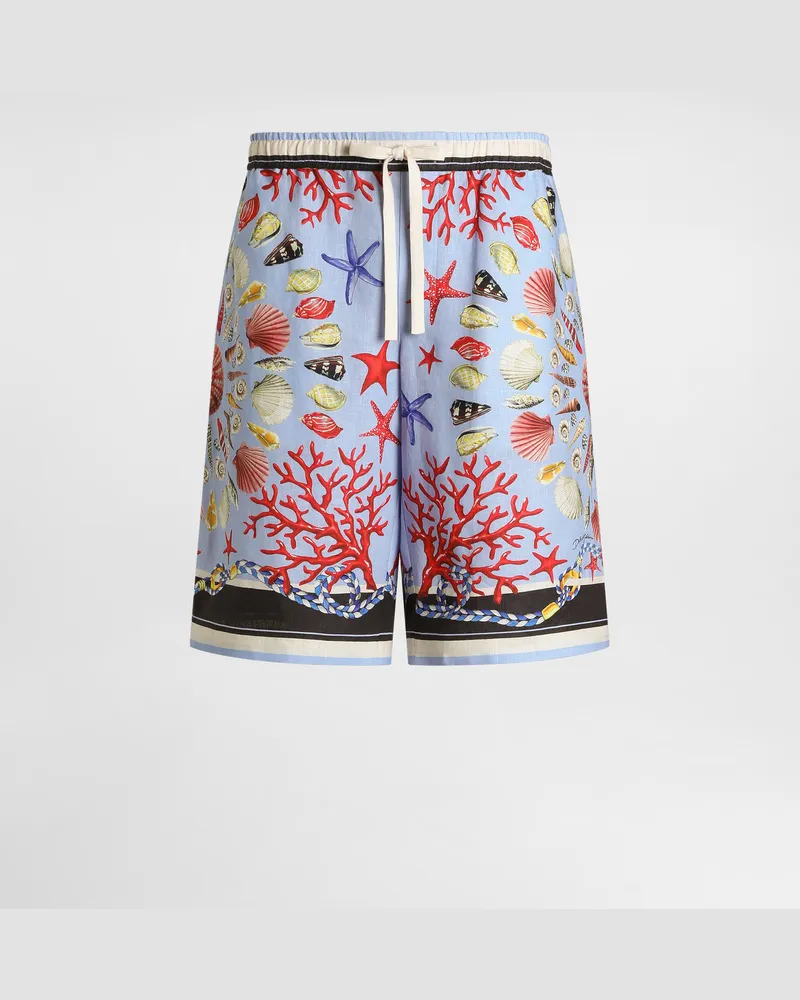 Dolce & Gabbana Shell-print Linen Canvas Trousers - Mann Hosen Und Shorts Multicolor Multicolor