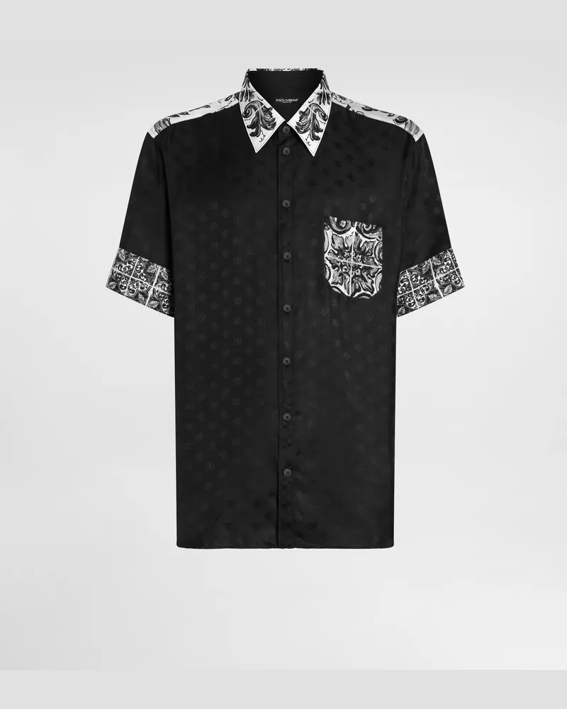 Dolce & Gabbana Hawaiihemd Aus Seidenjacquard Mit Majolika-print - Mann Hemden Mehrfarbig Mehrfarbig