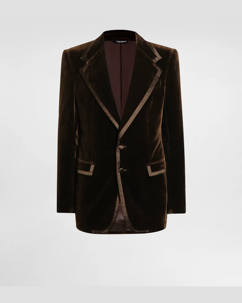 Dolce & Gabbana Single-breasted Jacket In Smooth Velvet - Mann Anzüge Und Blazer Mehrfarbig Multicolor