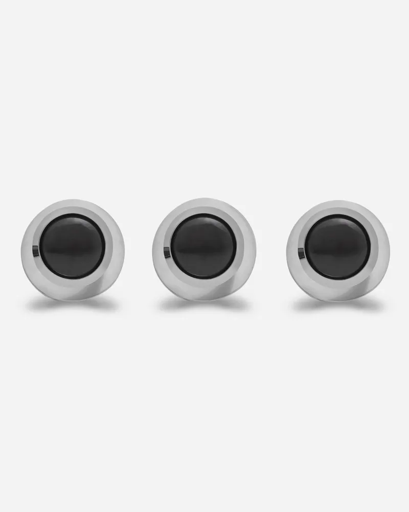 Dolce & Gabbana White Gold Tuxedo Buttons With Black Jades - Mann Manschettenknöpfe Weissgold Weissgold