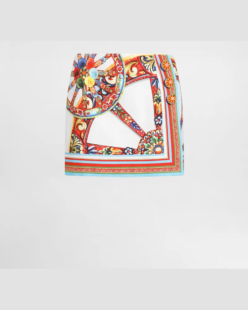 Dolce & Gabbana Minirock Aus Mattengewebe Mit Carretto-print - Frau Röcke Mehrfarbig Mehrfarbig