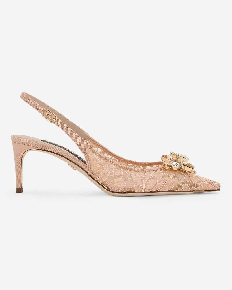 Dolce & Gabbana Slingback Rainbow Lace Aus Lurex-spitze - Frau Pumps Und Slingbacks Rosa Spitze Rosa