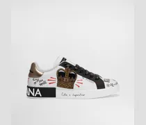 Portofino Sneakers In Printed Nappa Calfskin With Patch - Mann Sneakers Wei� Leder