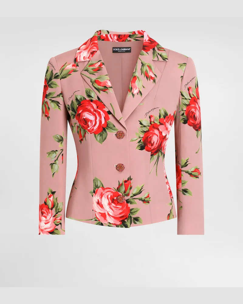 Dolce & Gabbana Rose Bouquet-print Charmeuse Single-breasted Jacket - Frau Blazer Mehrfarbig Mehrfarbig