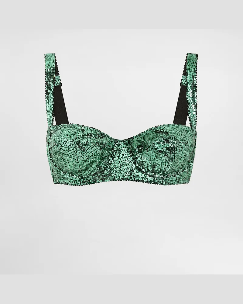 Dolce & Gabbana Balconette-bh Mit Mikropailletten-stickerei - Frau Unterwäsche Gr�n Grün