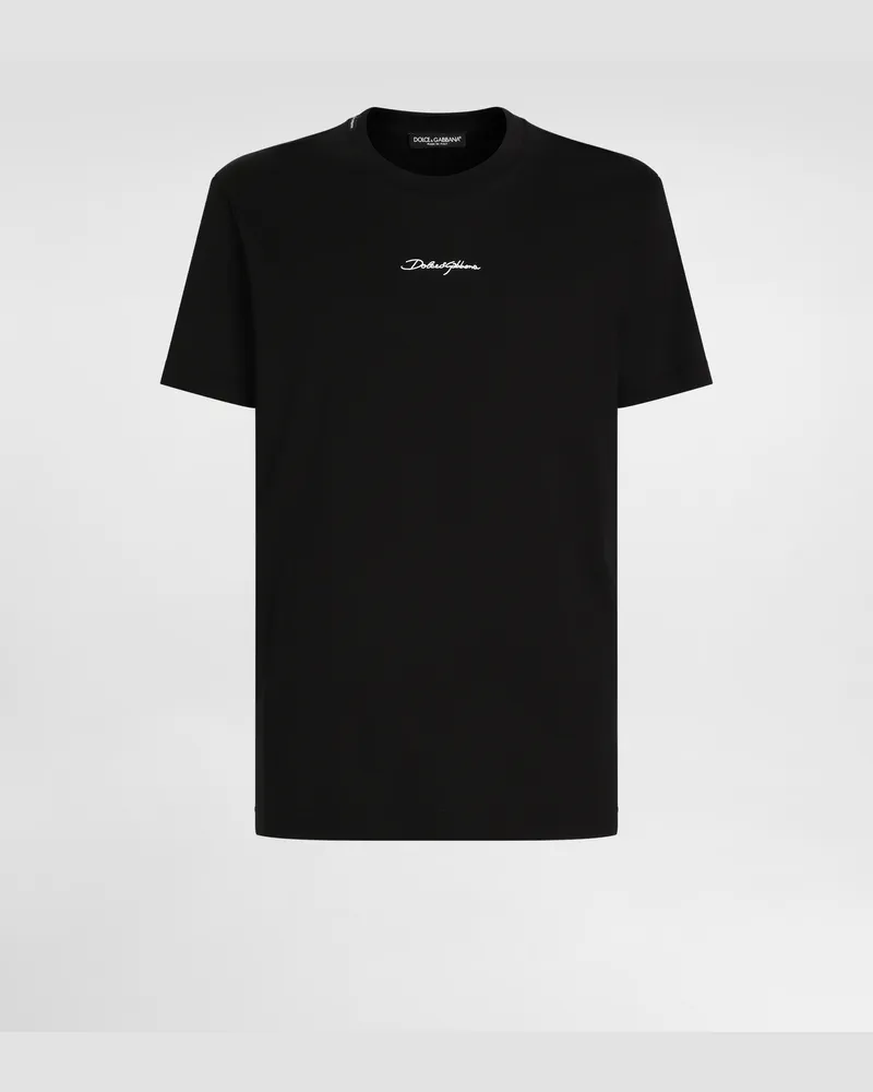 Dolce & Gabbana T-shirt Aus Baumwolle Mit Logo - Mann T-shirts Und Polos Schwarz Schwarz