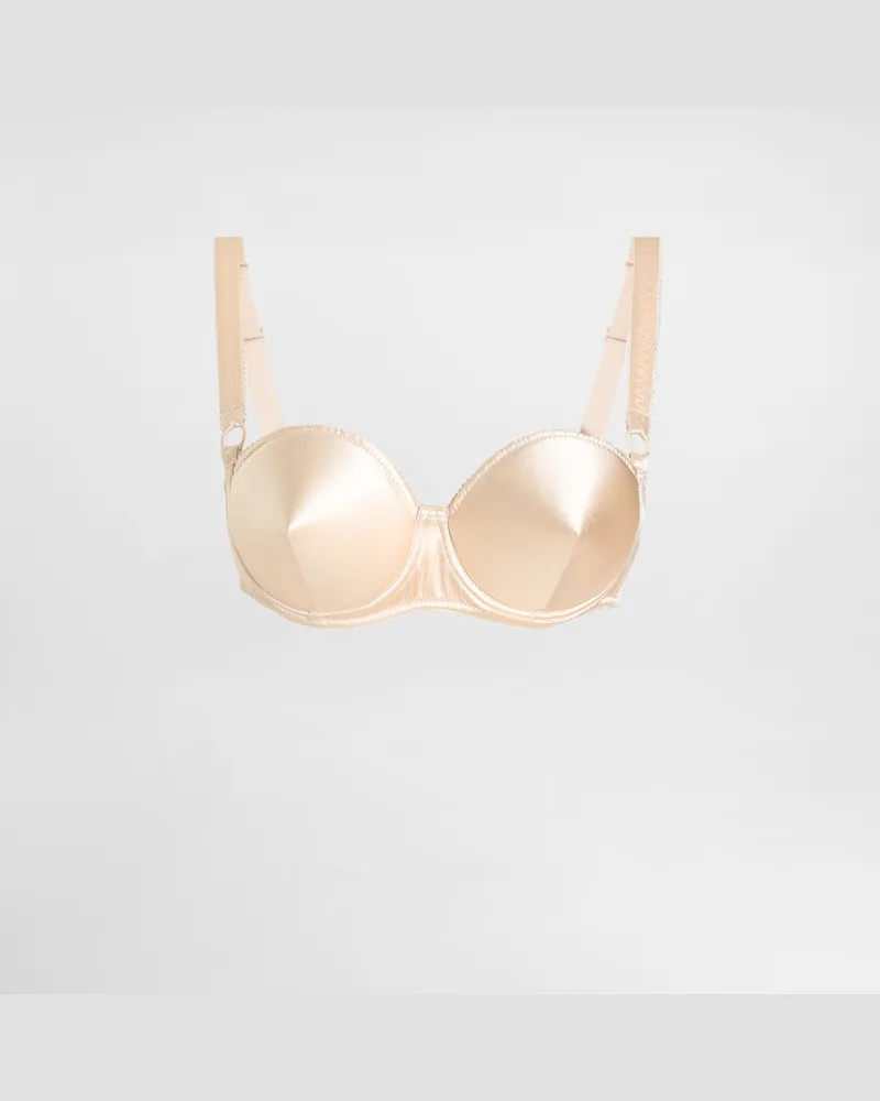 Dolce & Gabbana Balconette-bh Aus Satin Mit Kegelförmigen Körbchen - Frau Unterwäsche Puderrosa Puder