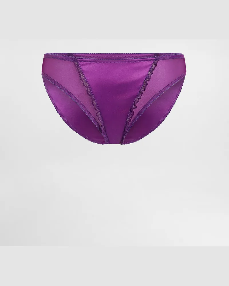 Dolce & Gabbana Slip Aus Satin Und Spitze - Frau Unterwäsche Violett Violett