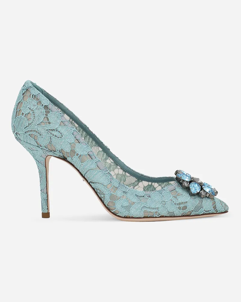 Dolce & Gabbana Pump In Taormina Lace With Crystals - Frau Pumps Und Slingbacks Hellblau Spitze Hellblau
