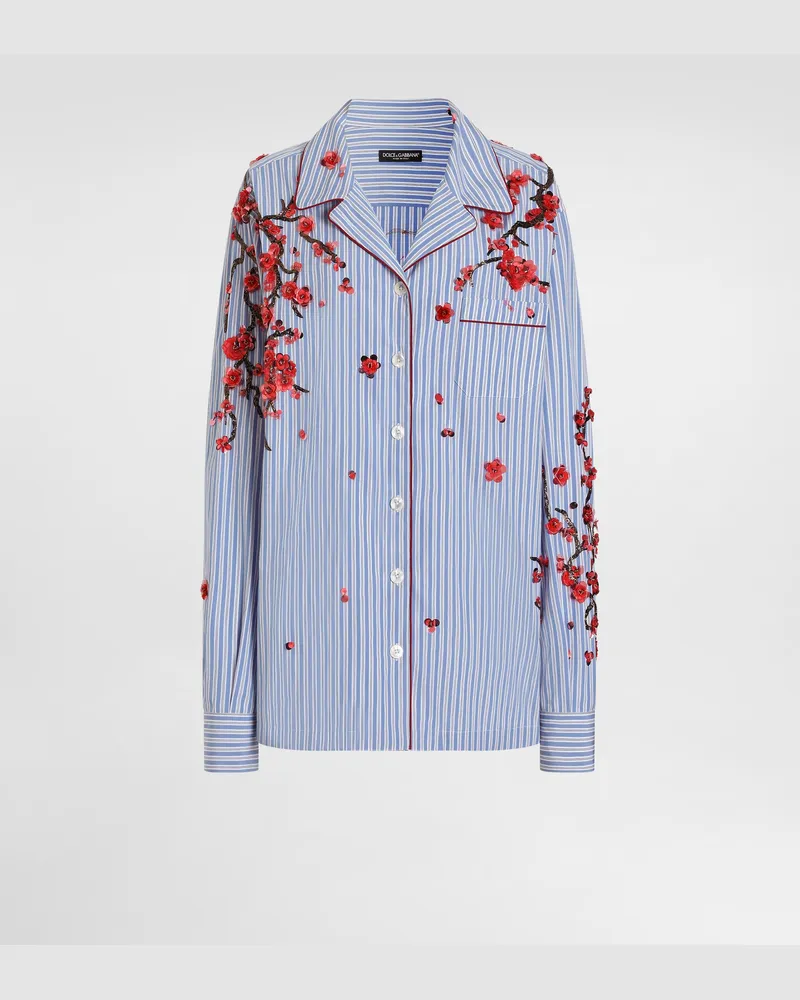 Dolce & Gabbana Poplin Shirt With Cherry Tree Embroidery - Frau Blusen Und Tops Mehrfarbig Multicolor