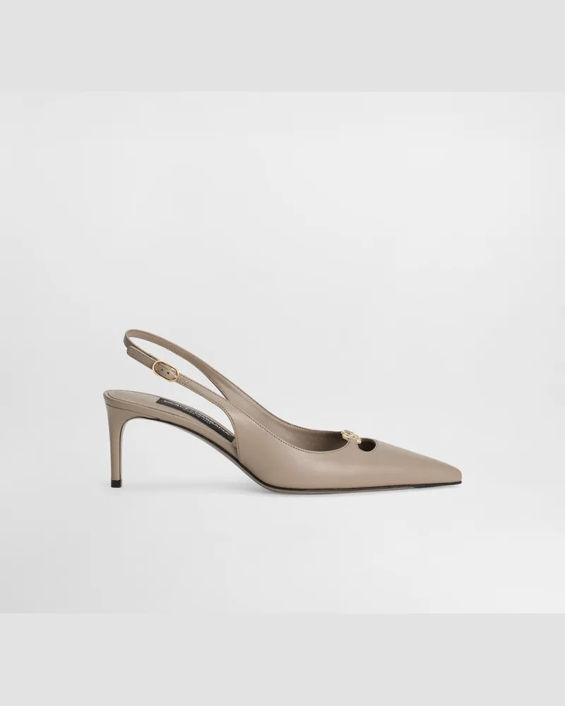 Dolce & Gabbana Slingback Aus Nappaleder In Seidenoptik - Frau Pumps Und Slingbacks Beige Beige