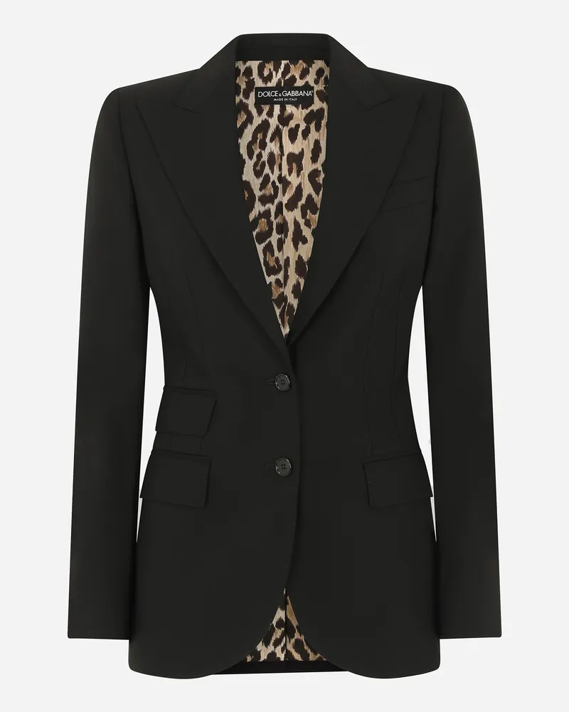 Dolce & Gabbana Single-breasted Woolen Turlington Blazer - Frau Blazer Schwarz Schwarz