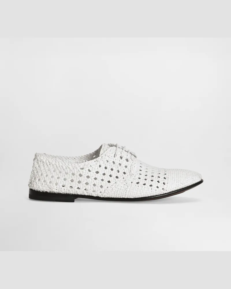 Dolce & Gabbana Derby Aus Geflochtenem Leder - Mann Schnürschuhe Wei Weiss