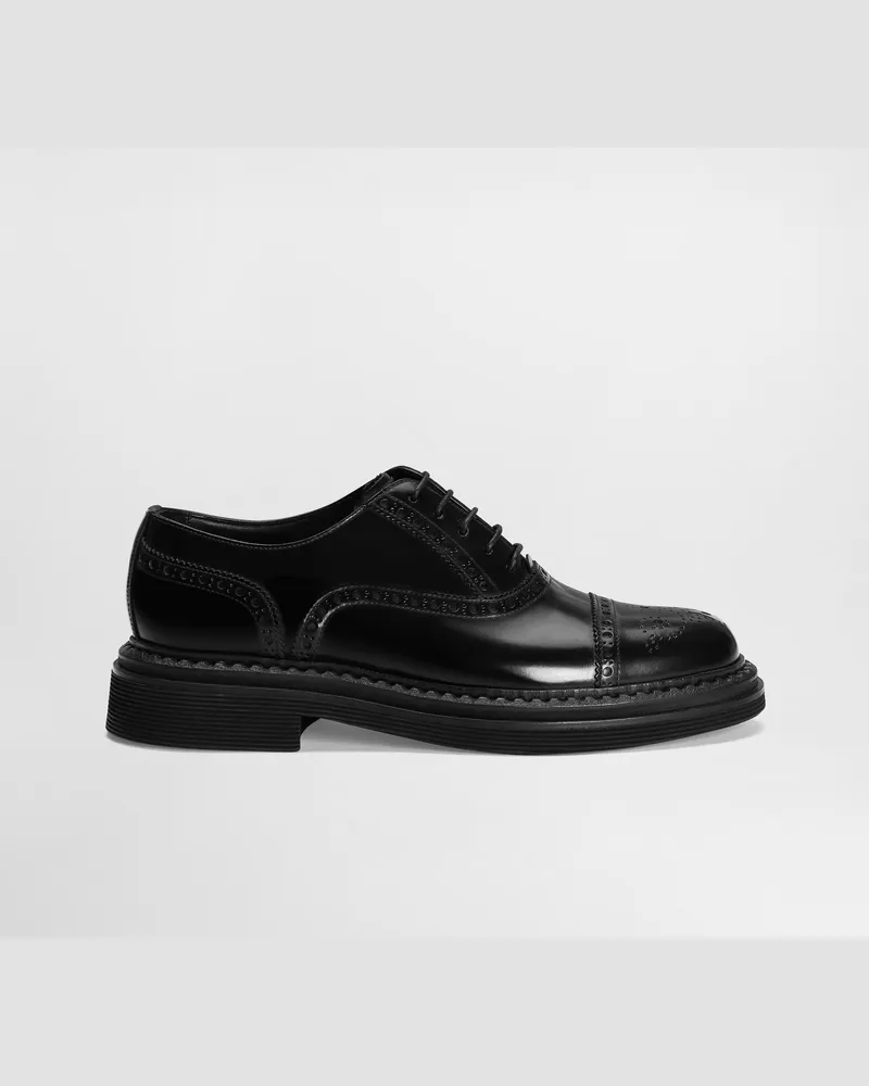 Dolce & Gabbana Schnürschuh Aus Gebürstetem Kalbsleder - Mann Schnürschuhe Schwarz Leder Schwarz