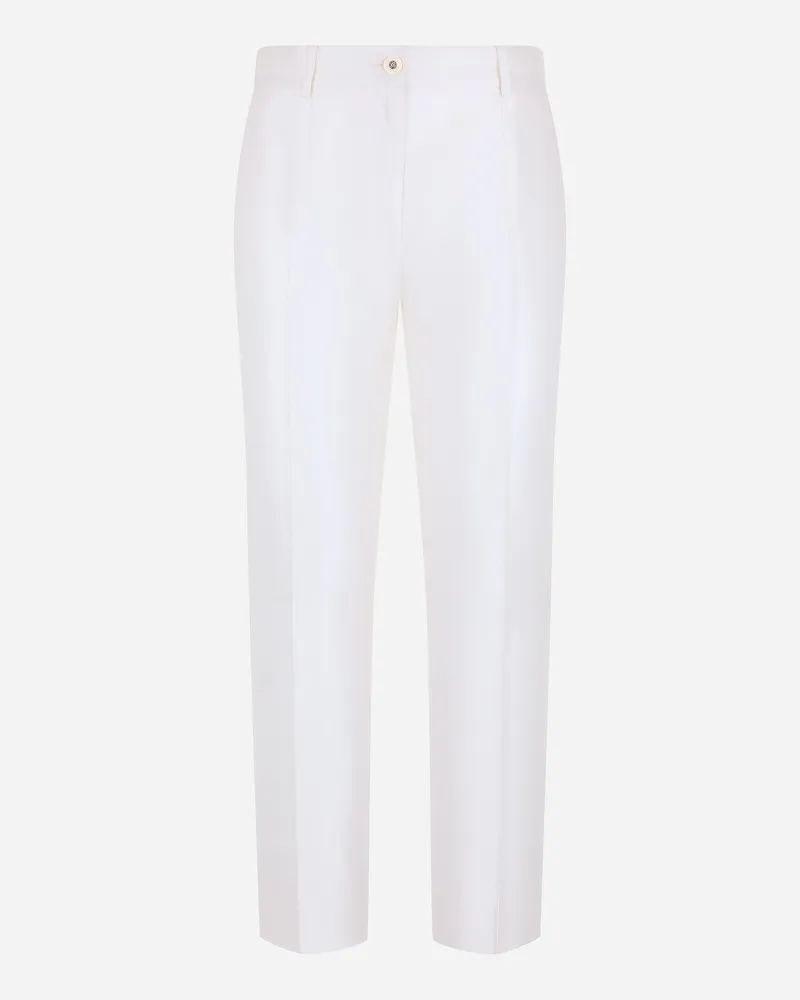 Dolce & Gabbana Sartoriale Hose Aus Mikadoseide - Frau Hosen Und Shorts Wei� Seide Weiss