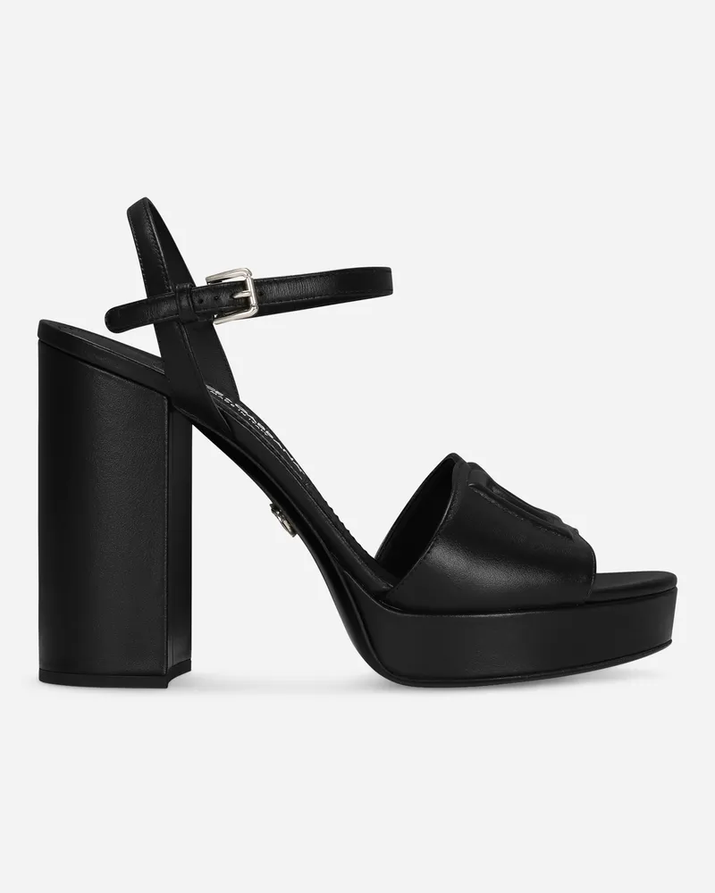 Dolce & Gabbana Plateau-sandalette Aus Kalbsleder - Frau Sandalen Und Wedges Schwarz Leder Schwarz