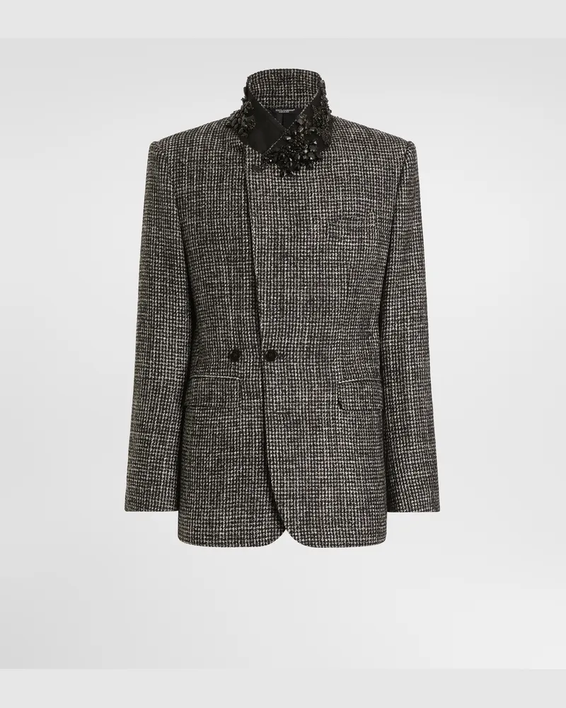 Dolce & Gabbana Jacke Sinatra Aus Wollmouliné Mit Einreiher-verschluss In Hahnentritt-optik - Mann Anzüge Und Blazer Mehrfarbig Mehrfarbig