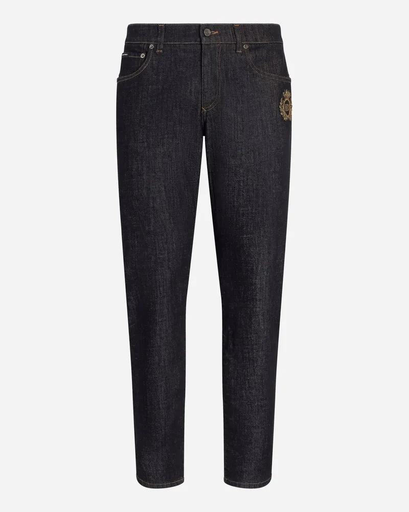 Dolce & Gabbana Jeans Slim Aus Baumwollstretch Mit Patch - Mann Jeans Mehrfarbig Mehrfarbig