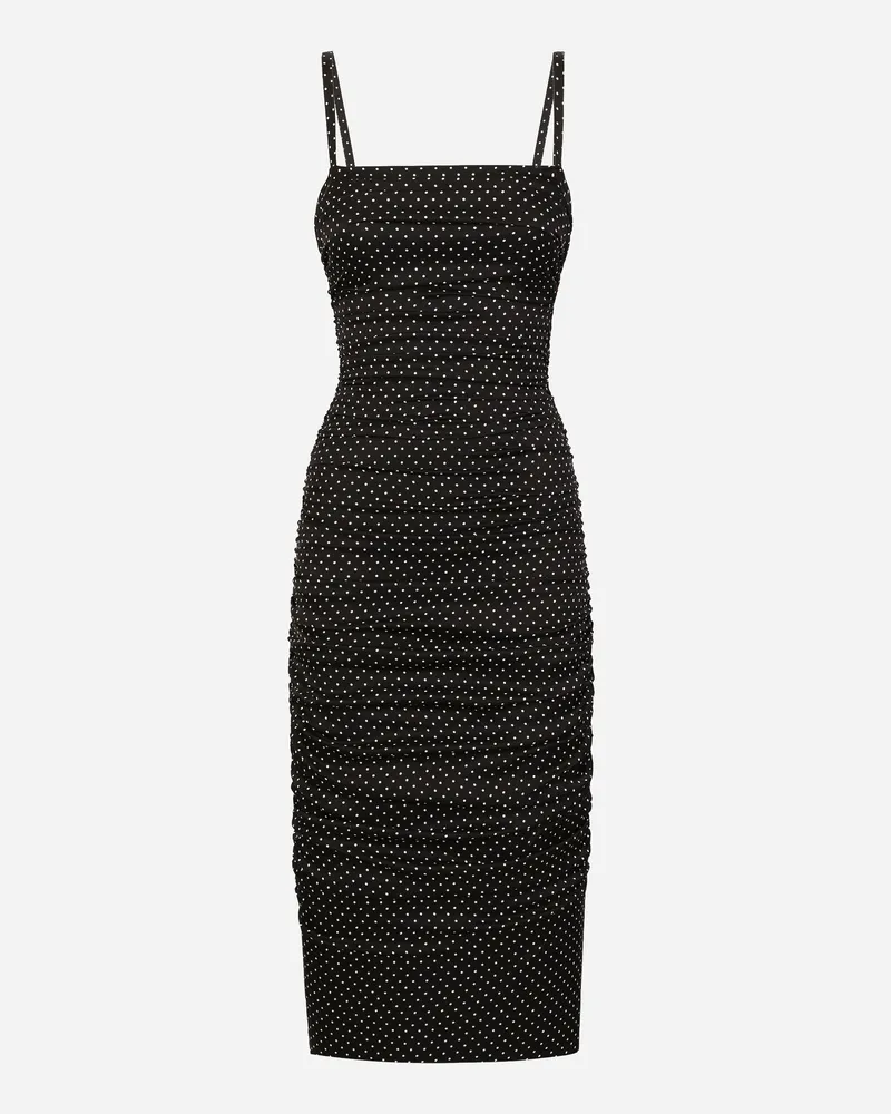 Dolce & Gabbana Schlauchkleid Aus Charmeuse Mit Feinem Punkteprint: - Frau Kleider Drucken Drucken