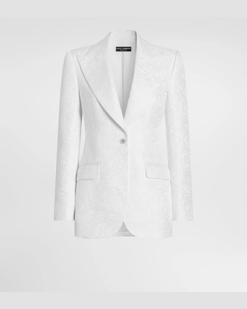 Dolce & Gabbana Jacke Turlington Aus Brokat Mit Einreihiger Knopfleiste - Frau Blazer Wei White
