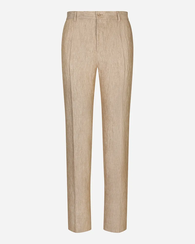 Dolce & Gabbana Klassische Hose Aus Leinen - Mann Hosen Und Shorts Beige Mehrfarbig